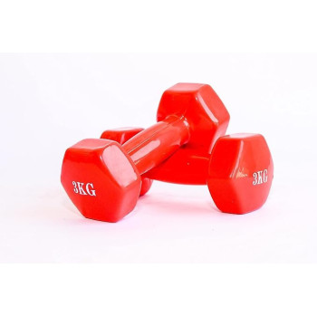 2-Piece Dumbbell Set, Red Colour, 3 Kg Each