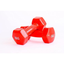2-Piece Dumbbell Set, Red Colour, 3 Kg Each