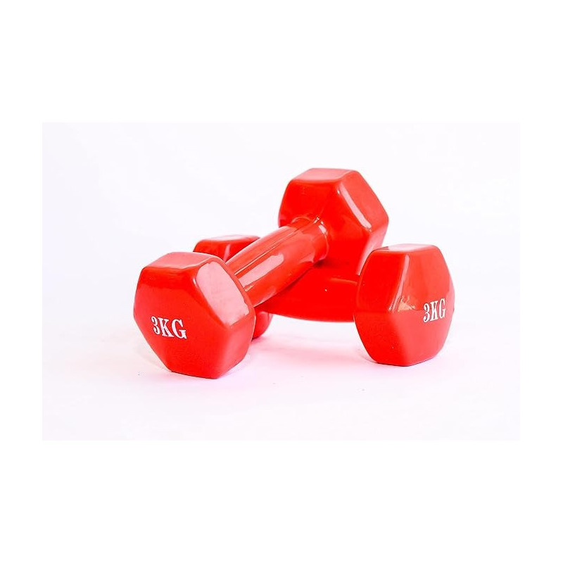 2-Piece Dumbbell Set, Red Colour, 3 Kg Each