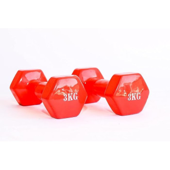 2-Piece Dumbbell Set, Red Colour, 3 Kg Each