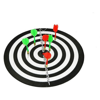 Dart Board Game With 6 Darts And Instruction Manual 2 In 1, 14 Inch