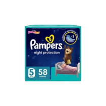 Pampers Baby-Dry Night Diapers Additional Absorption Layer For Overnight Leakage Protection, Size 5, 12-17 Kg, 58 Diaper Count