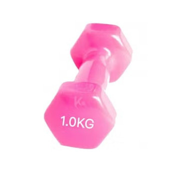 1-Piece Vinyl Weight Lifting Training Dumbbell, Rosy Colour, 1 Kg