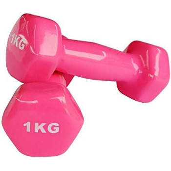 1-Piece Vinyl Weight Lifting Training Dumbbell, Rosy Colour, 1 Kg