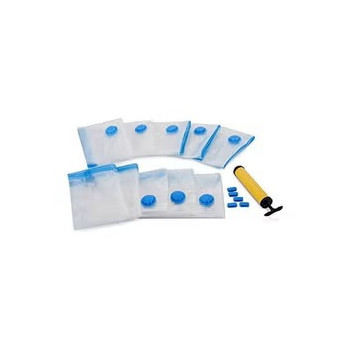 Vacuum Space Saver Reusable Sealer Storage Bags 70 x 100cm, With Suction Pump, Pack Of 7, White Colour