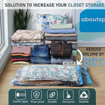 Vacuum Space Saver Reusable Sealer Storage Bags 70 x 100cm, With Suction Pump, Pack Of 7, White Colour