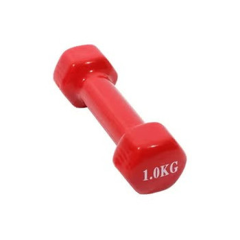 1-Piece Vinyl Coated Dumbbell, Red Colour, 1Kg