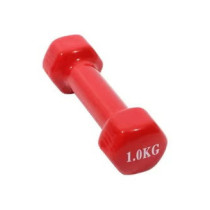 1-Piece Vinyl Coated Dumbbell, Red Colour, 1Kg