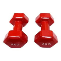 2-Piece Vinyl Dumbbell Set, Red Colour, 5 Kg Each