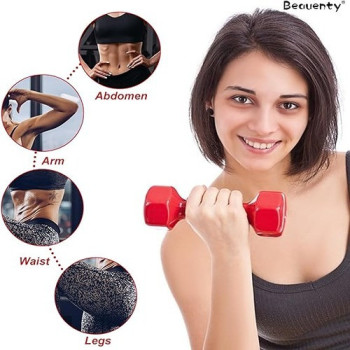 2-Piece Vinyl Dumbbell Set, Red Colour, 5 Kg Each