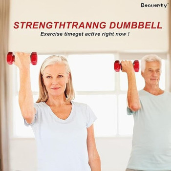 2-Piece Vinyl Dumbbell Set, Red Colour, 5 Kg Each