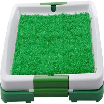 3 Tires Indoor Puppy Dog Potty Training Pee Pad Mat Tray Grass Toilet With Tray, White Colour
