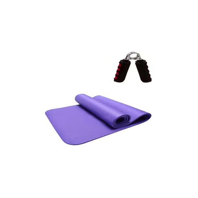 Non-Slip Yoga Mat And Hand Grip, Violet/Black Colour
