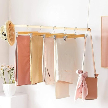 Whitmor Pack Of 5 Wooden Skirt Hangers Beige Colour, 1 x 13.5 x 4.88 Inch