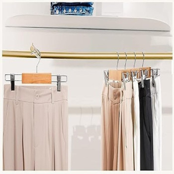 Whitmor Pack Of 5 Wooden Skirt Hangers Beige Colour, 1 x 13.5 x 4.88 Inch