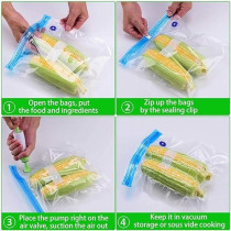 5-Piece Vacuum Storage Bags Set Clear/Blue Colour 22 x 21, 26 x 28, 22 x 34, 26 x 34, 30 x 34cm