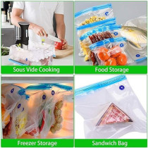 5-Piece Vacuum Storage Bags Set Clear/Blue Colour 22 x 21, 26 x 28, 22 x 34, 26 x 34, 30 x 34cm