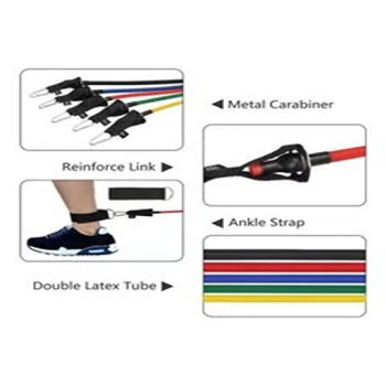 Resistance Bands Set With Door Anchor Handles Ankle Straps, Exercise Loop For Leg, Glute Activation, Strength And Training 21.8cm