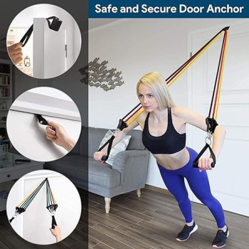 Resistance Bands Set With Door Anchor Handles Ankle Straps, Exercise Loop For Leg, Glute Activation, Strength And Training 21.8cm