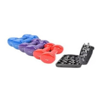 Set Of 6 Vinyl Dumbbell Set With Carrying Case, 10 Kg