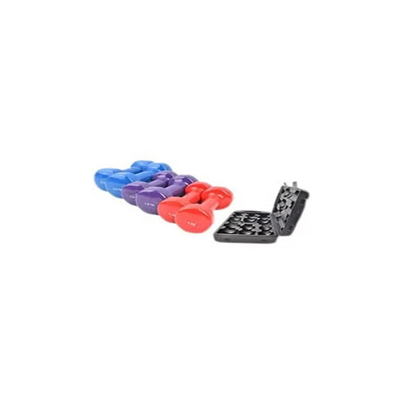 Set Of 6 Vinyl Dumbbell Set With Carrying Case, 10 Kg