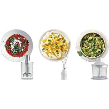 Kenwood Hand Blender 600W With 500Ml Chopper, 500Ml Beaker, Whisk, Stainless Steel Wand, Triblade Technology HDP109WG, White Colour