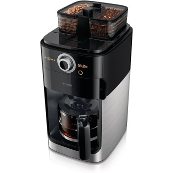 Philips Grind And Brew Coffee Maker With Glass Jug, Grind And Brew System, Hd7762, Black / Silver