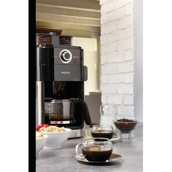 Philips Grind And Brew Coffee Maker With Glass Jug, Grind And Brew System, Hd7762, Black / Silver