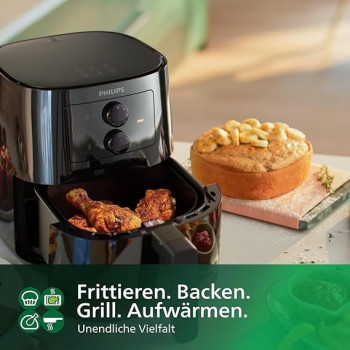 Philips Airfryer Essential - 4.1 Litre Pan, Deep Fryer Without Oil, Smart Sensing, Rapid Air, Nutriu App With Recipes