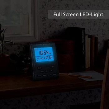 Al-Harameen Azan Clock Lcd Prayer Clock / Hijri Clock, Wall Clock / Home / Office / Mosque Azan Clock / Bedside Clock, Black Colour, HS-3011