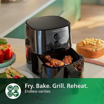 Philips Essential Air Fryer - With Rapid Air Technology, Analogue, Black, 0.8KG, 4.1L, 50HZ, HD9200 / 91
