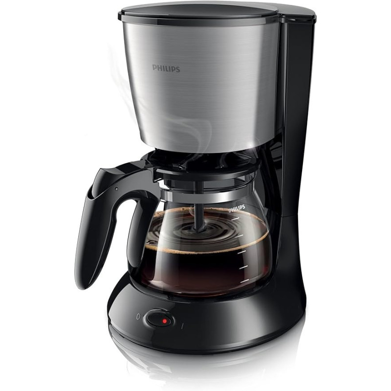 Philips Daily Collection HD7462 Drip Coffee Maker 1.2L 15 Cups, Stainless Steel, Freestanding, Semi-Auto, Black