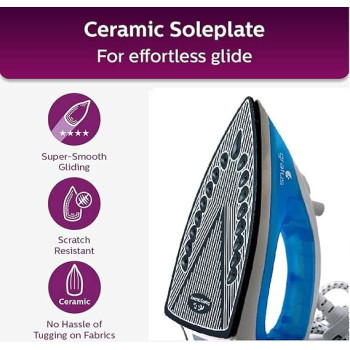Gratus Steam Iron Ceramic Soleplate And Temperature Control, Blue Colour, GSI1200UC