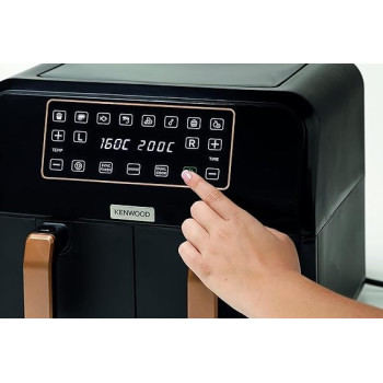 Kenwood Digital Twin Air Fryer, 1.7Kg Plus 4L XXXL Capacity With Dualzone Technology And Dual Frying Baskets, HFP70.000BK