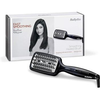 Babyliss Hair Straightening, 3D Tech Hot Brush For Versatile Styling And Smooth Results, Black Colour, Durable Construction For Long-Lasting Performance, BABHSB101SDE