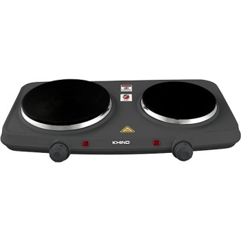 Khind Double Electric Hot Plate, Cast Iron With Chrome Deco Rim And Variable Temperature, Indicator Light, 2500 Watt