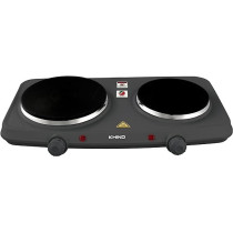 Khind Double Electric Hot Plate, Cast Iron With Chrome Deco Rim And Variable Temperature, Indicator Light, 2500 Watt