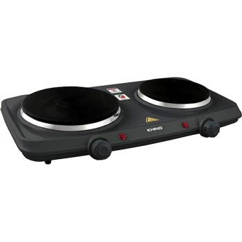 Khind Double Electric Hot Plate, Cast Iron With Chrome Deco Rim And Variable Temperature, Indicator Light, 2500 Watt