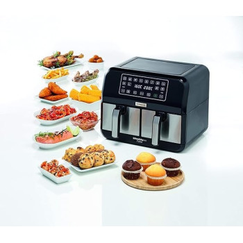 Kenwood Digital Twin Air Fryer 1.7KG Plus 4L XXXl Capacity With Dualzone Technology And Dual Frying Baskets, HFM75.000MB