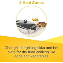 Kenwood Grill 2000W Contact Health Grill Large Family Sized Griddle With Glass Lid, Variable Temperature Control, Cool Touch Handles, HG266, Silver / Black Colour