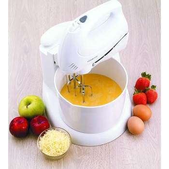 Kenwood Stand Mixer Hand Mixer Electric Whisk 250W With 2.7L Rotary Bowl, 6 Speeds, Turbo Button, Twin Stainless Steel Kneader And Beater HM430, White Colour