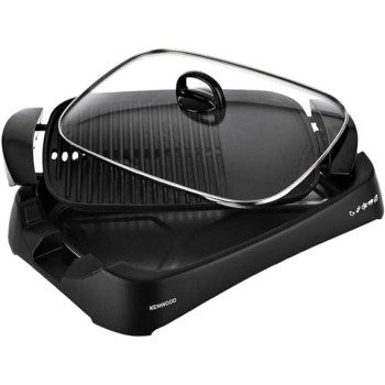 Kenwood Grill 1700W Contact Health Large Family Sized Griddle With Glass Lid, Variable Temperature Control, Cool Touch Handles, HG230, Black Colour