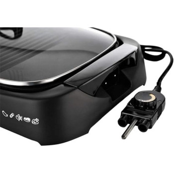 Kenwood Grill 1700W Contact Health Large Family Sized Griddle With Glass Lid, Variable Temperature Control, Cool Touch Handles, HG230, Black Colour