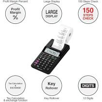 Casio HR8RCBK Mini Printing Calculator, Black Colour