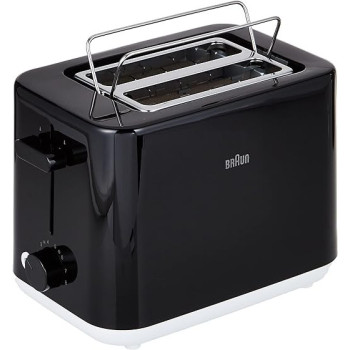 Braun Breakfast Toaster, HT 1010 BK, 2 Slots, 8 Browning Settings, Bun Warmer, 900 Watts, Black