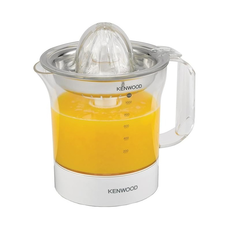 Kenwood Citrus Juicer 40W Juice Extractor With 1L Transparent Juice Jug, Stainless Steel Filter, Dust Cover, 2 Way Rotation, JE290A, White / Clear