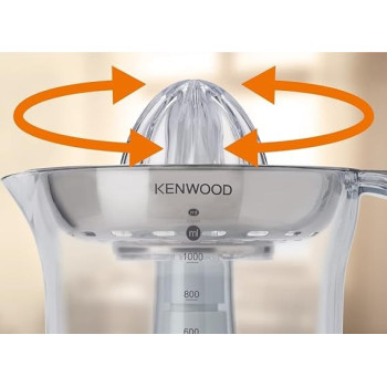 Kenwood Citrus Juicer 40W Juice Extractor With 1L Transparent Juice Jug, Stainless Steel Filter, Dust Cover, 2 Way Rotation, JE290A, White / Clear