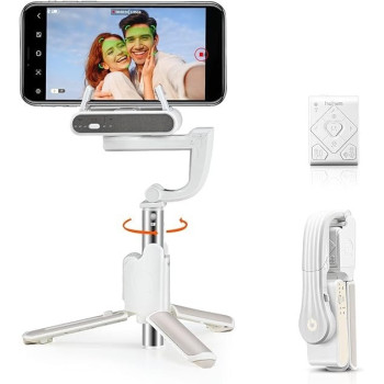 Hohem Q 4 In 1 Selfie Stick, Portable Tripod Gimbal Stabilizer With Built-In Extension Rod, Auto Balance And Auto Face Tracking Gimbal, White