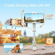 Hohem Q 4 In 1 Selfie Stick, Portable Tripod Gimbal Stabilizer With Built-In Extension Rod, Auto Balance And Auto Face Tracking Gimbal, White