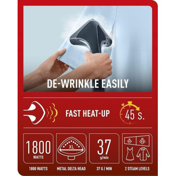 Tefal Pro Style One Upright Garment Steamer, 1.3 Litre, 1650-1960 Watts, Black, Plastic, IT2461M0